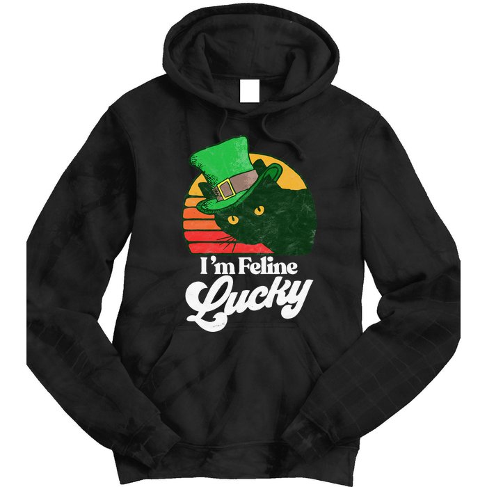 I'm feline lucky Funny Cat Owner St. Patrick's Day Tie Dye Hoodie