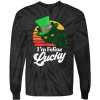 I'm feline lucky Funny Cat Owner St. Patrick's Day Tie-Dye Long Sleeve Shirt