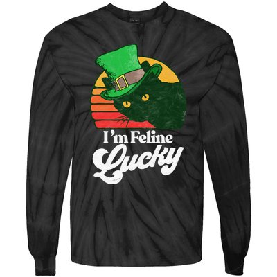 I'm feline lucky Funny Cat Owner St. Patrick's Day Tie-Dye Long Sleeve Shirt