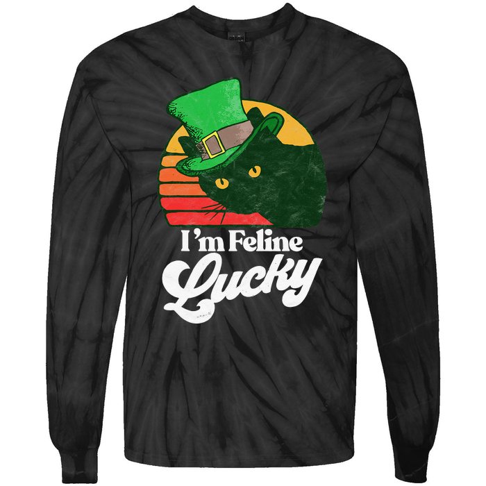 I'm feline lucky Funny Cat Owner St. Patrick's Day Tie-Dye Long Sleeve Shirt