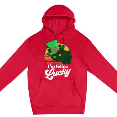 I'm feline lucky Funny Cat Owner St. Patrick's Day Premium Pullover Hoodie