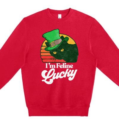 I'm feline lucky Funny Cat Owner St. Patrick's Day Premium Crewneck Sweatshirt