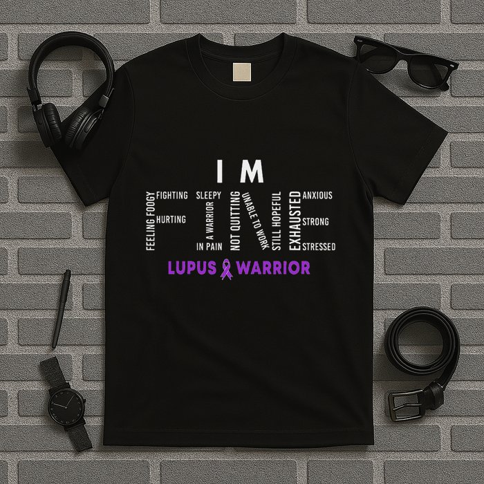 IM Fine Lupus Warrior Lupus Awareness Month Purple Ribbon T-Shirt