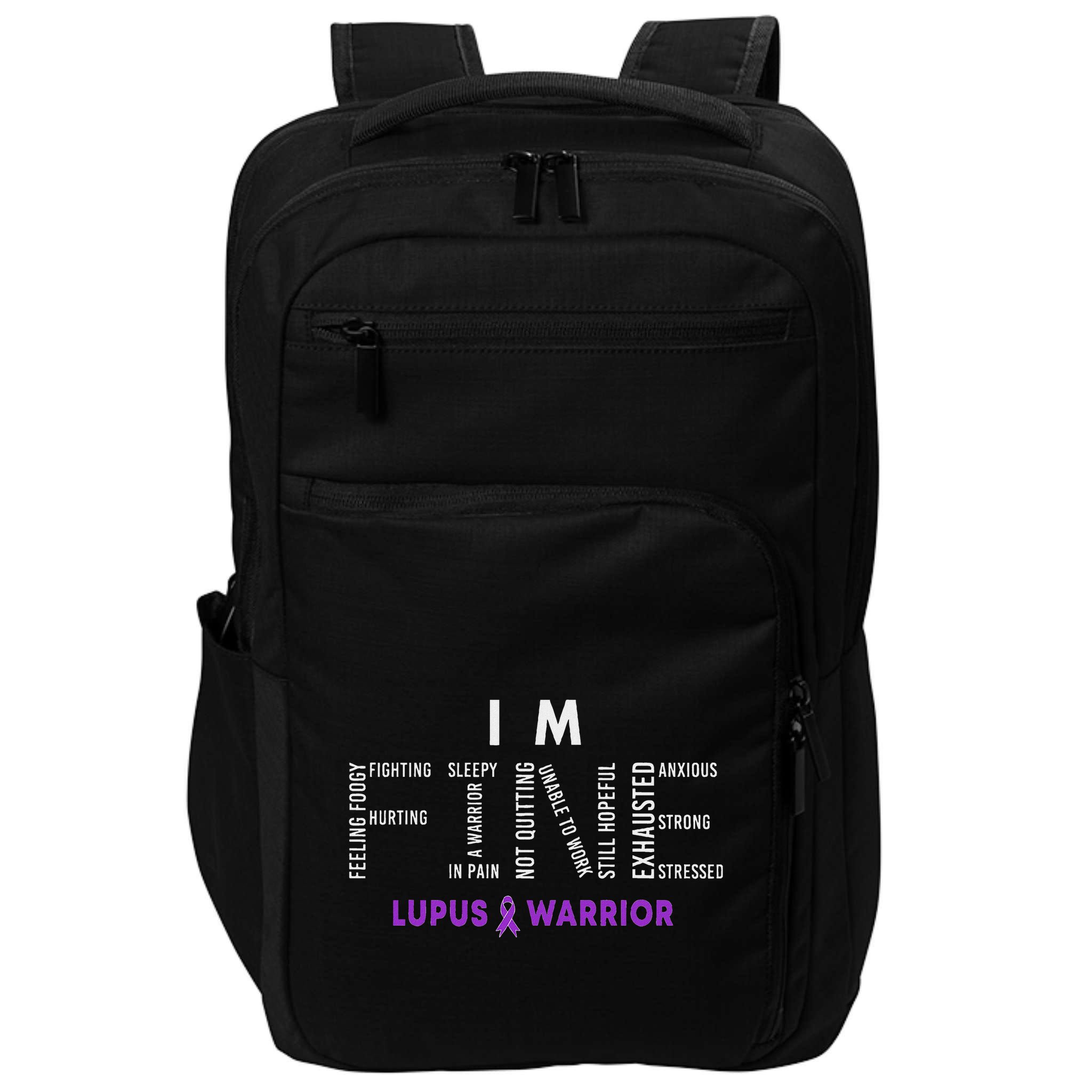 IM Fine Lupus Warrior Lupus Awareness Month Purple Ribbon Impact Tech Backpack
