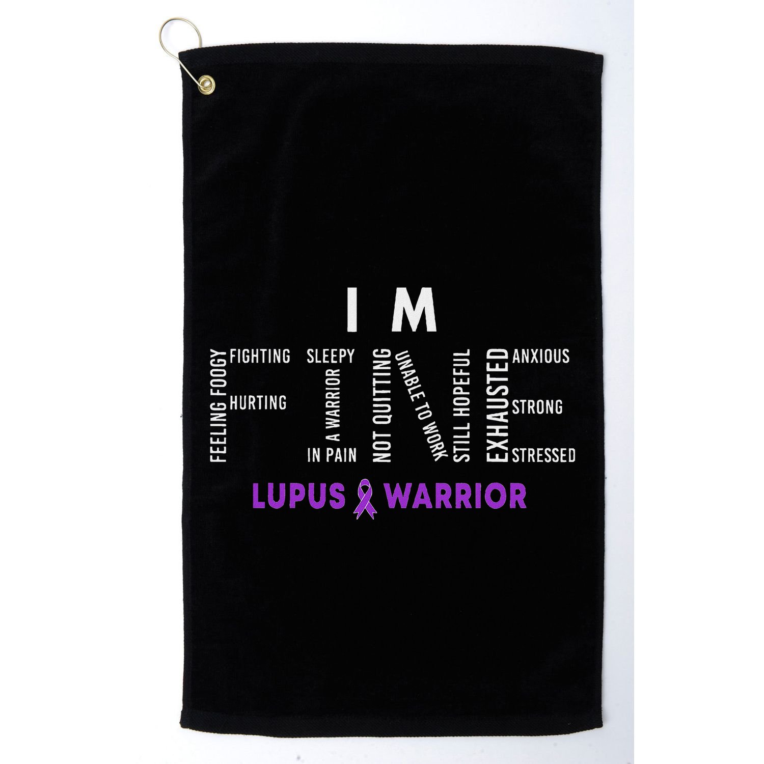 IM Fine Lupus Warrior Lupus Awareness Month Purple Ribbon Golf Towel