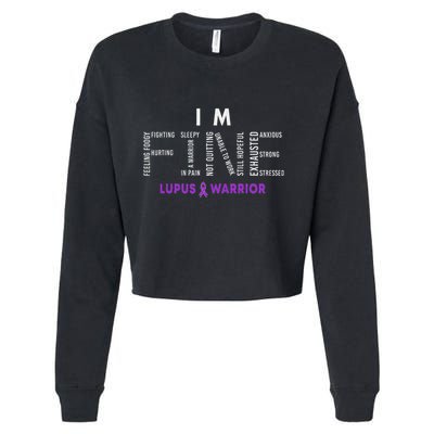 IM Fine Lupus Warrior Lupus Awareness Month Purple Ribbon Cropped Pullover Crew