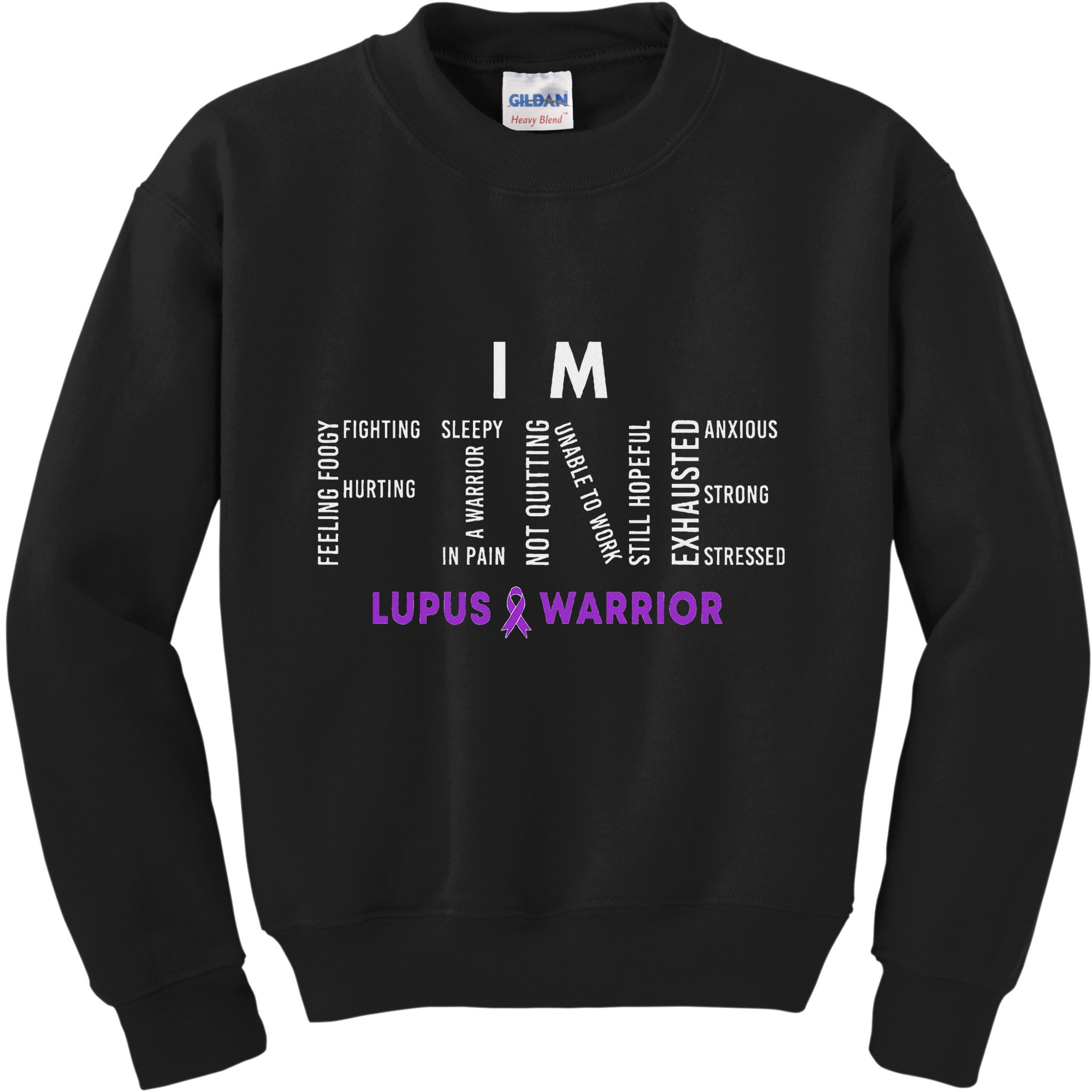 IM Fine Lupus Warrior Lupus Awareness Month Purple Ribbon Kids Sweatshirt