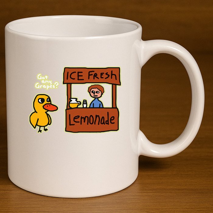 Ice Fresh Lemonade Duck Funny Got Any Grapes Love Gift 11oz C Handle Ceramic Mug