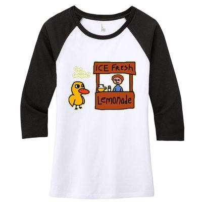 Ice Fresh Lemonade Duck Funny Got Any Grapes Love Gift Women's Tri-Blend 3/4-Sleeve Raglan Shirt