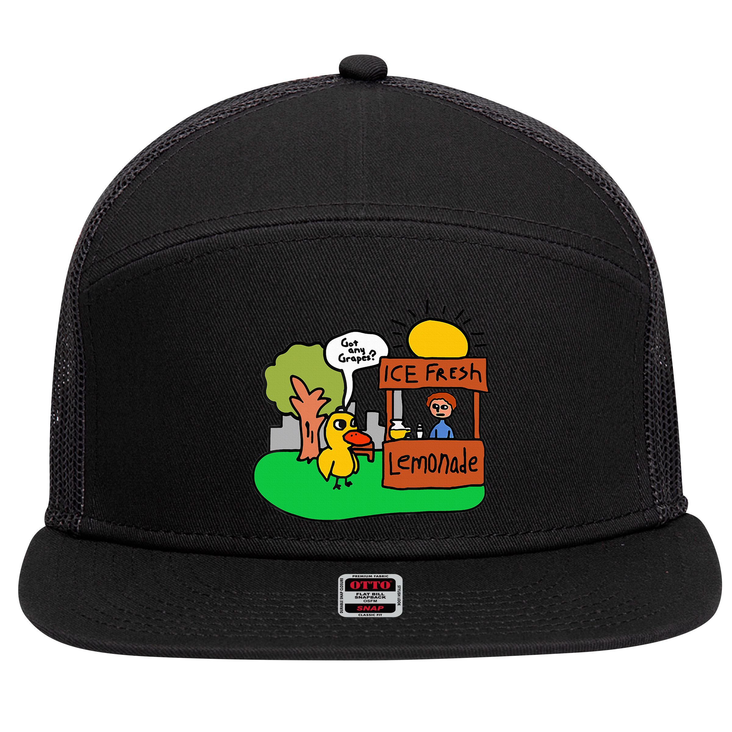 Ice Fresh Lemonade Got Any Grapes Duck Funny Gift  7 Panel Mesh Trucker Snapback Hat