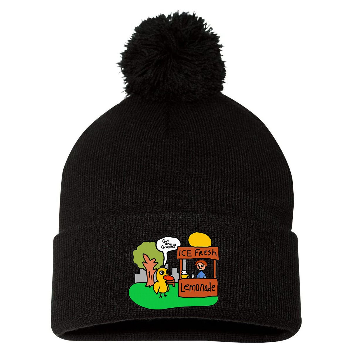 Ice Fresh Lemonade Got Any Grapes Duck Funny Gift  Pom Pom 12in Knit Beanie