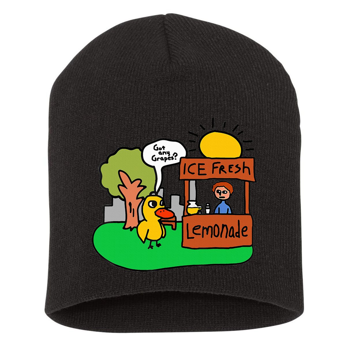 Ice Fresh Lemonade Got Any Grapes Duck Funny Gift  Short Acrylic Beanie