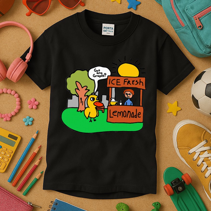 Ice Fresh Lemonade Got Any Grapes Duck Funny Gift  Kids T-Shirt