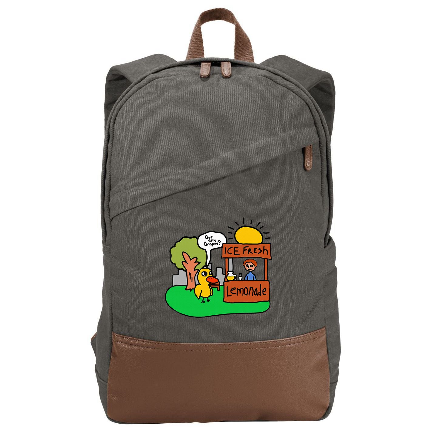Ice Fresh Lemonade Got Any Grapes Duck Funny Gift  Cotton Canvas Backpack
