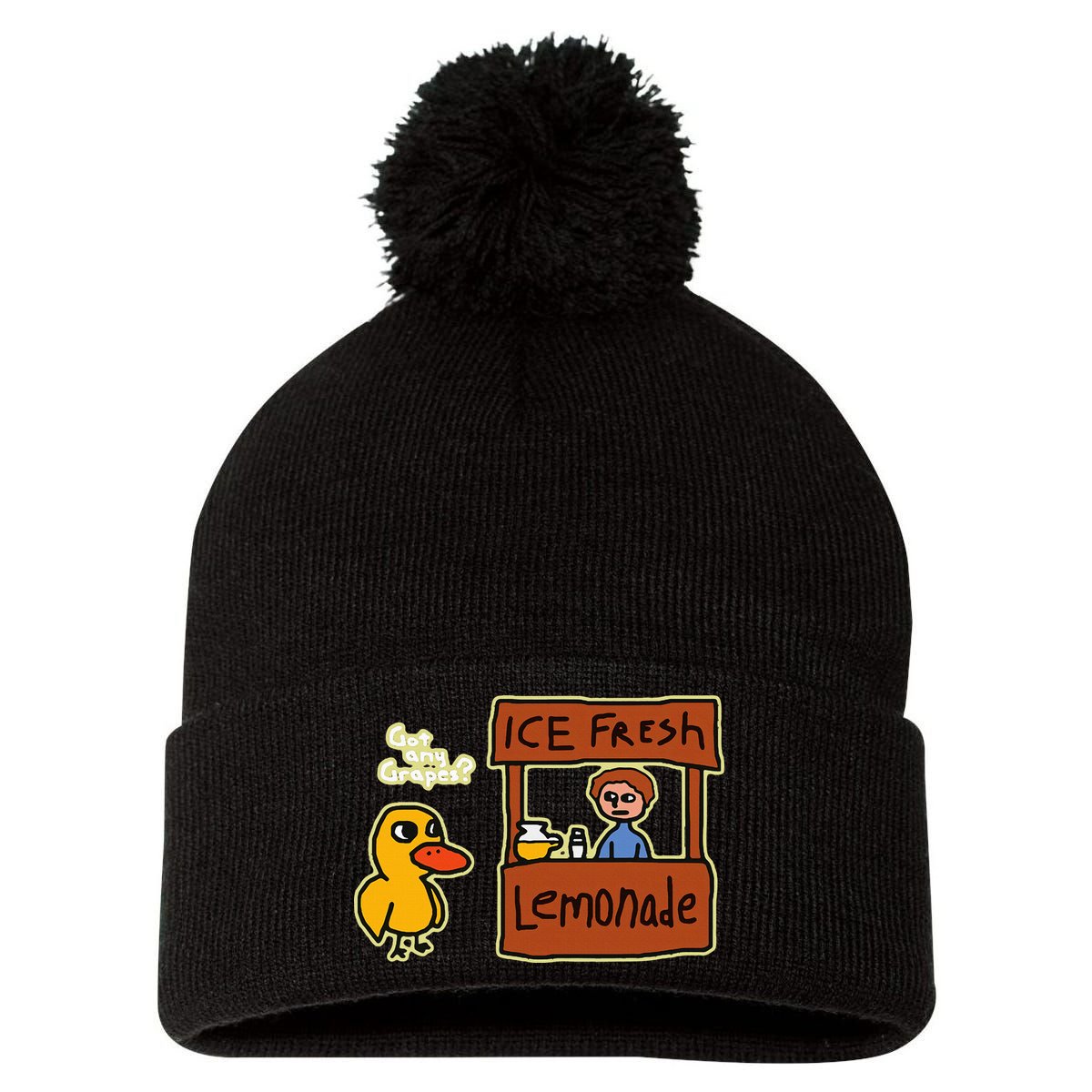 Ice Fresh Lemonade Duck Funny Got Any Grapes Love Gift Pom Pom 12in Knit Beanie