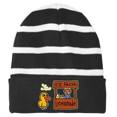 Ice Fresh Lemonade Duck Funny Got Any Grapes Love Gift Striped Beanie with Solid Band