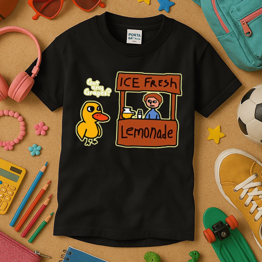Ice Fresh Lemonade Duck Funny Got Any Grapes Love Gift Kids T-Shirt