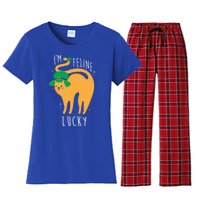 I'm Feline Lucky Funny St Patricks Day Cat Lover Cool Gift Women's Flannel Pajama Set