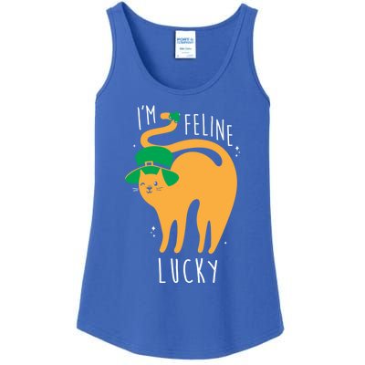 I'm Feline Lucky Funny St Patricks Day Cat Lover Cool Gift Ladies Essential Tank