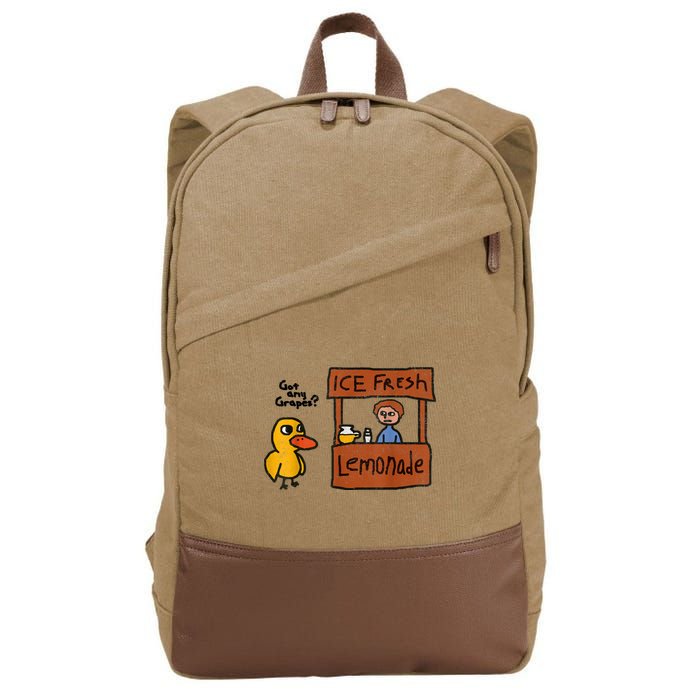 Ice Fresh Lemonade Got Any Grapes Duck Funny Gift Cotton Canvas Backpack
