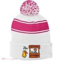 Ice Fresh Lemonade Got Any Grapes Duck Funny Gift Stripe Pom Pom Beanie