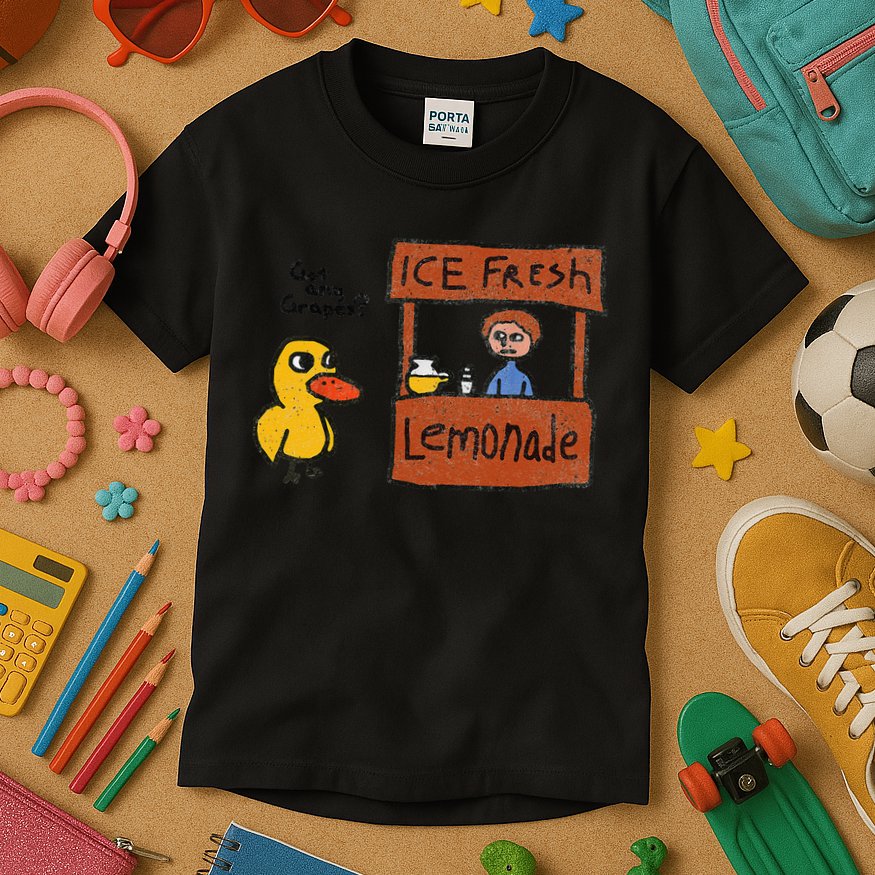 Ice Fresh Lemonade Got Any Grapes Duck Funny Gift Kids T-Shirt