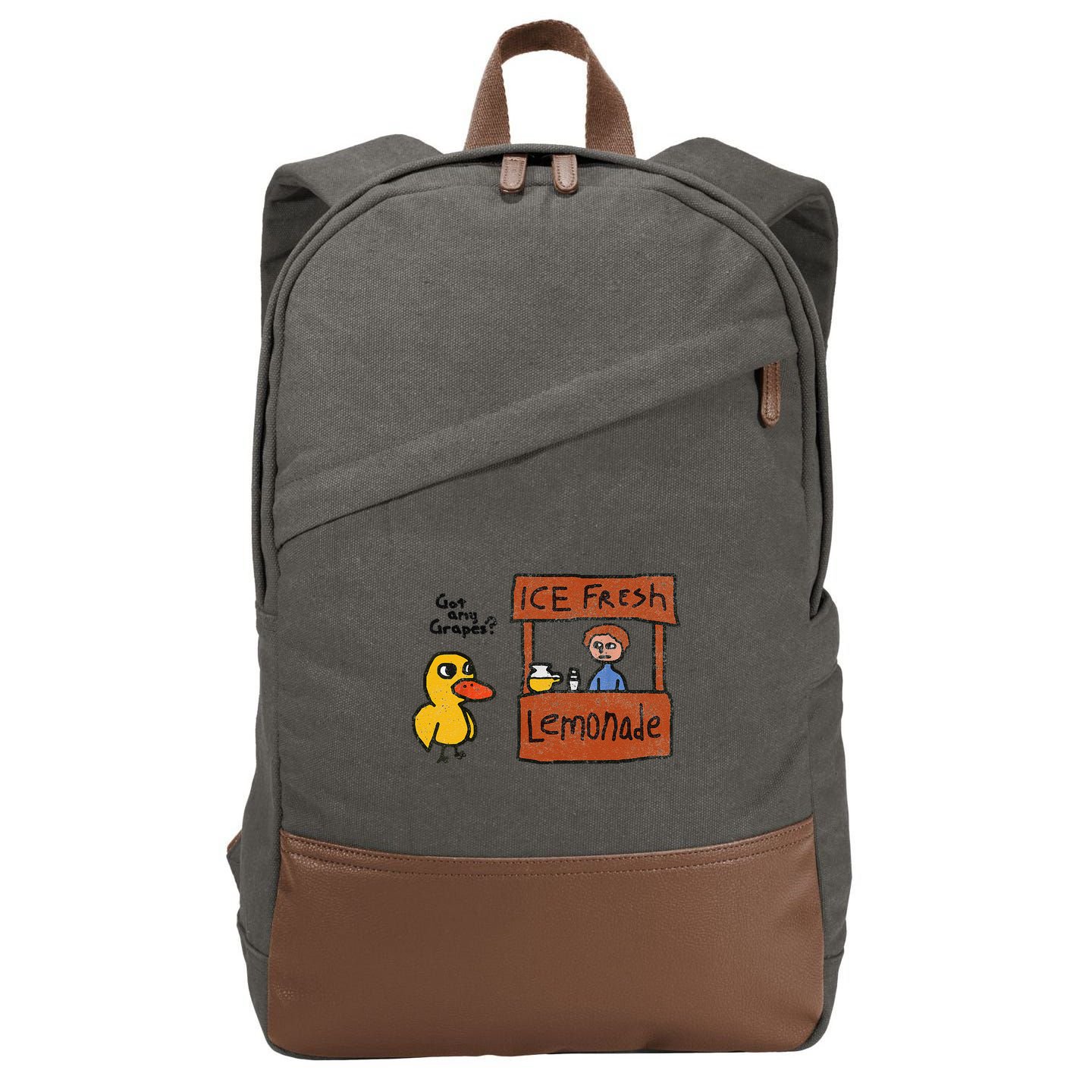 Ice Fresh Lemonade Got Any Grapes Duck Funny Gift Cotton Canvas Backpack