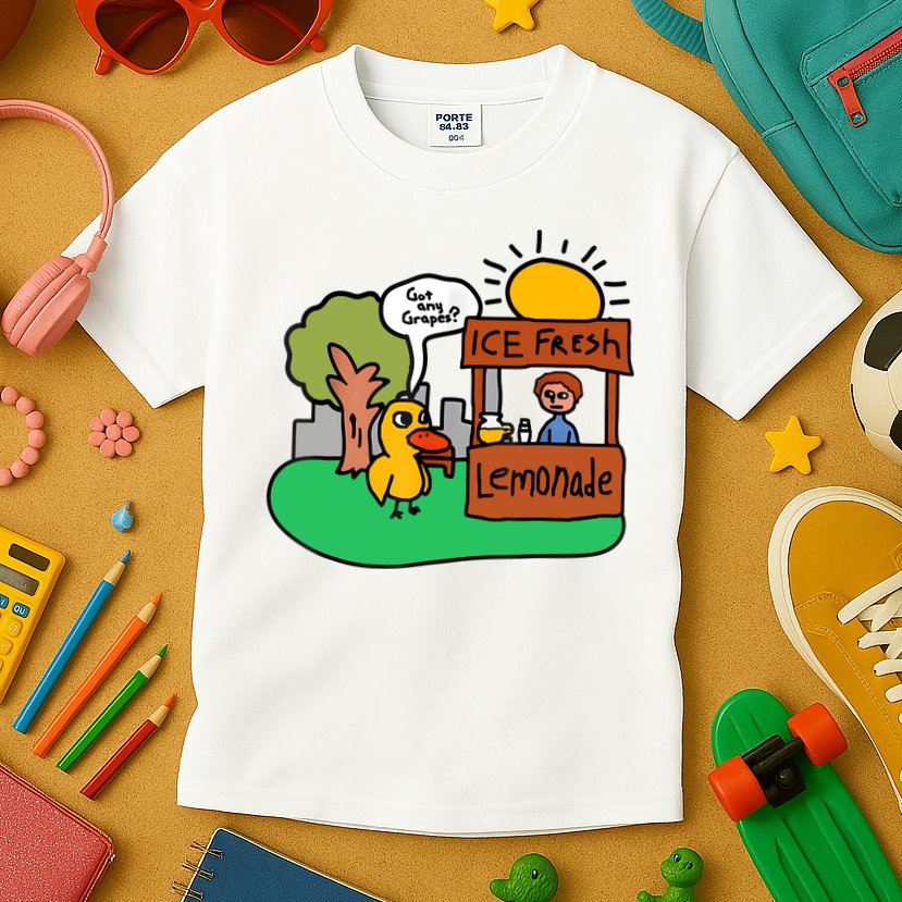 Ice Fresh Lemonade Got Any Grapes Duck Funny Gift Kids T-Shirt