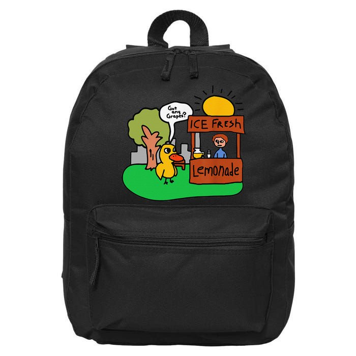 Ice Fresh Lemonade Got Any Grapes Duck Funny Gift 16 in Basic Backpack