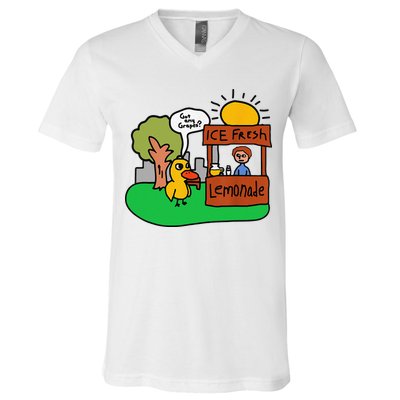 Ice Fresh Lemonade Got Any Grapes Duck Funny Gift V-Neck T-Shirt