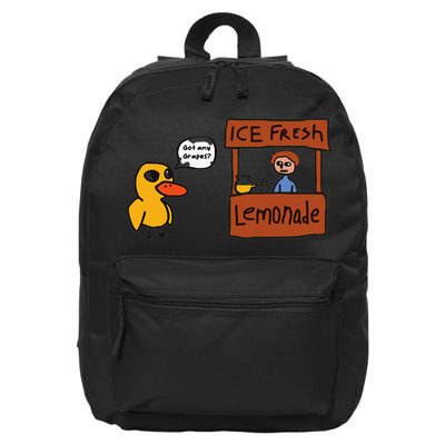 Ice Fresh Lemonade Got Any Grapes Duck Funny Ice Fresh, Cool 16 in Basic Backpack