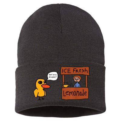 Ice Fresh Lemonade Got Any Grapes Duck Funny Ice Fresh Sustainable Knit Beanie