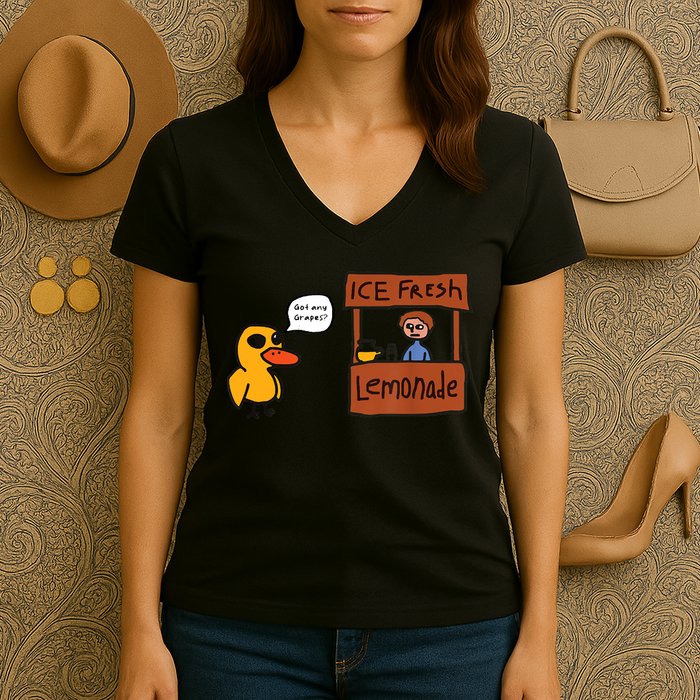 Ice Fresh Lemonade Got Any Grapes Duck Funny Ice Fresh Women's V-Neck T-Shirt