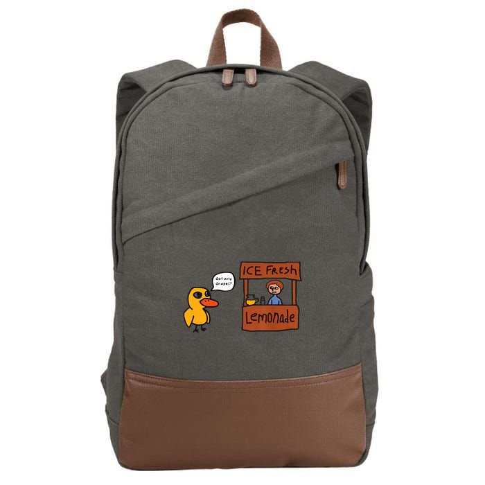 Ice Fresh Lemonade Got Any Grapes Duck Funny Ice Fresh Cotton Canvas Backpack