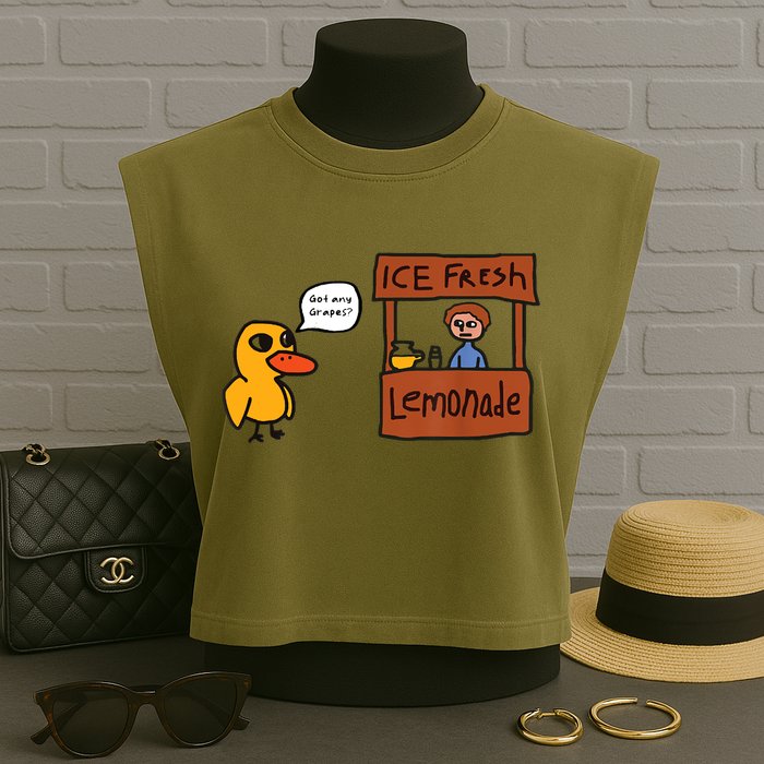 Ice Fresh Lemonade Got Any Grapes Duck Funny Ice Fresh Garment-Dyed Women's Muscle Tee