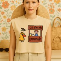 Ice Fresh Lemonade Got Any Grapes Duck Funny Ice Fresh Garment-Dyed Women's Muscle Tee