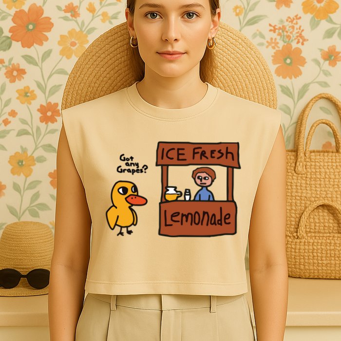 Ice Fresh Lemonade Got Any Grapes Duck Funny Ice Fresh Garment-Dyed Women's Muscle Tee
