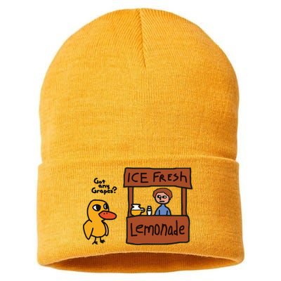 Ice Fresh Lemonade Got Any Grapes Duck Funny Ice Fresh Sustainable Knit Beanie