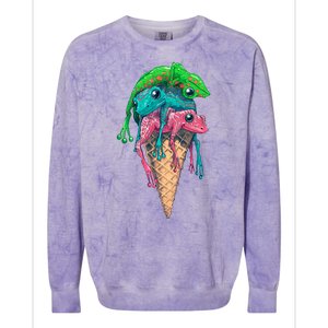 Icecream Frog Lover Food Funny Colorblast Crewneck Sweatshirt