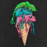 Icecream Frog Lover Food Funny 7 Panel Mesh Trucker Snapback Hat