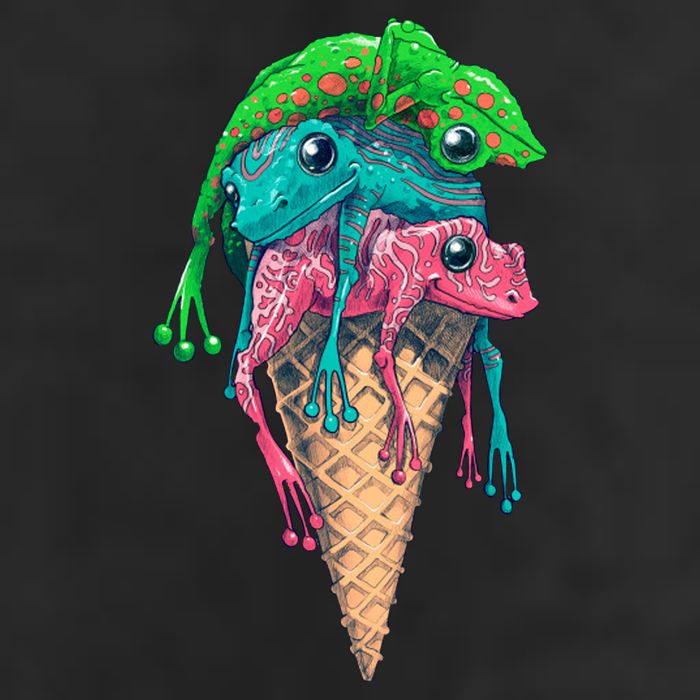 Icecream Frog Lover Food Funny 7 Panel Mesh Trucker Snapback Hat