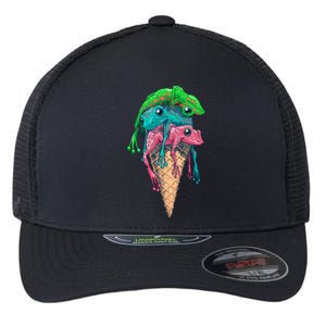 Icecream Frog Lover Food Funny Flexfit Unipanel Trucker Cap