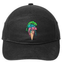 Icecream Frog Lover Food Funny 7-Panel Snapback Hat