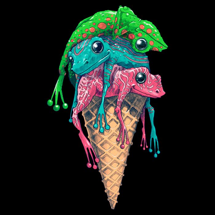 Icecream Frog Lover Food Funny 7-Panel Snapback Hat