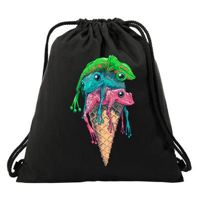 Icecream Frog Lover Food Funny Drawstring Bag