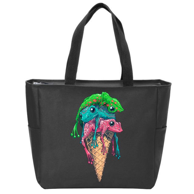 Icecream Frog Lover Food Funny Zip Tote Bag