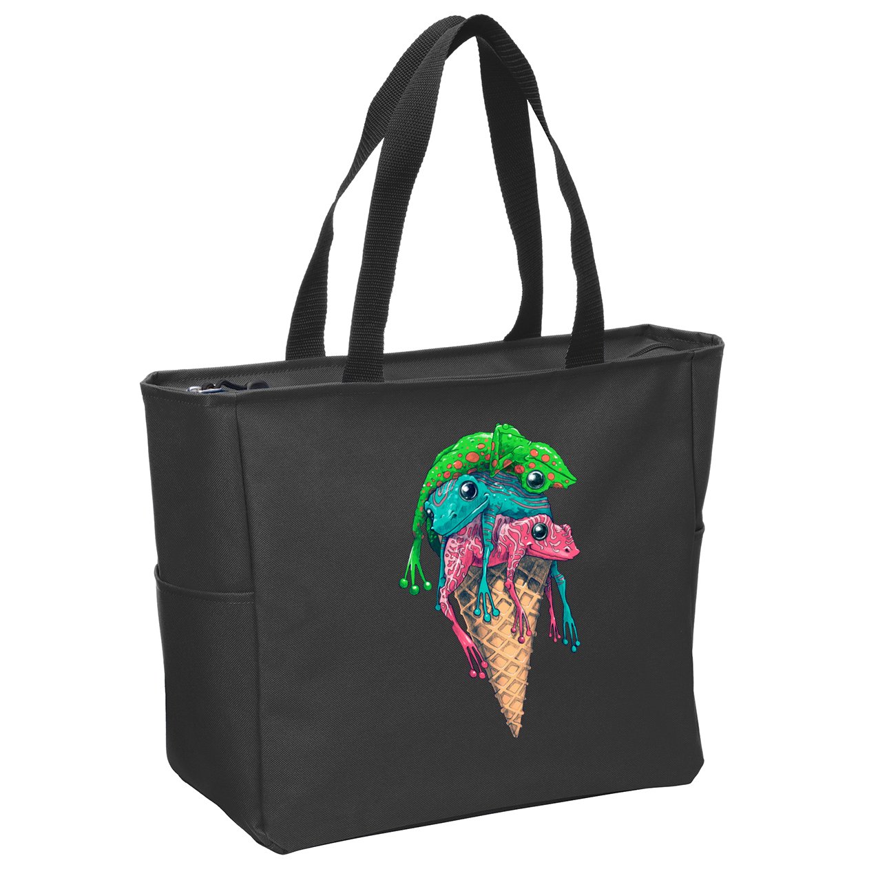 Icecream Frog Lover Food Funny Zip Tote Bag
