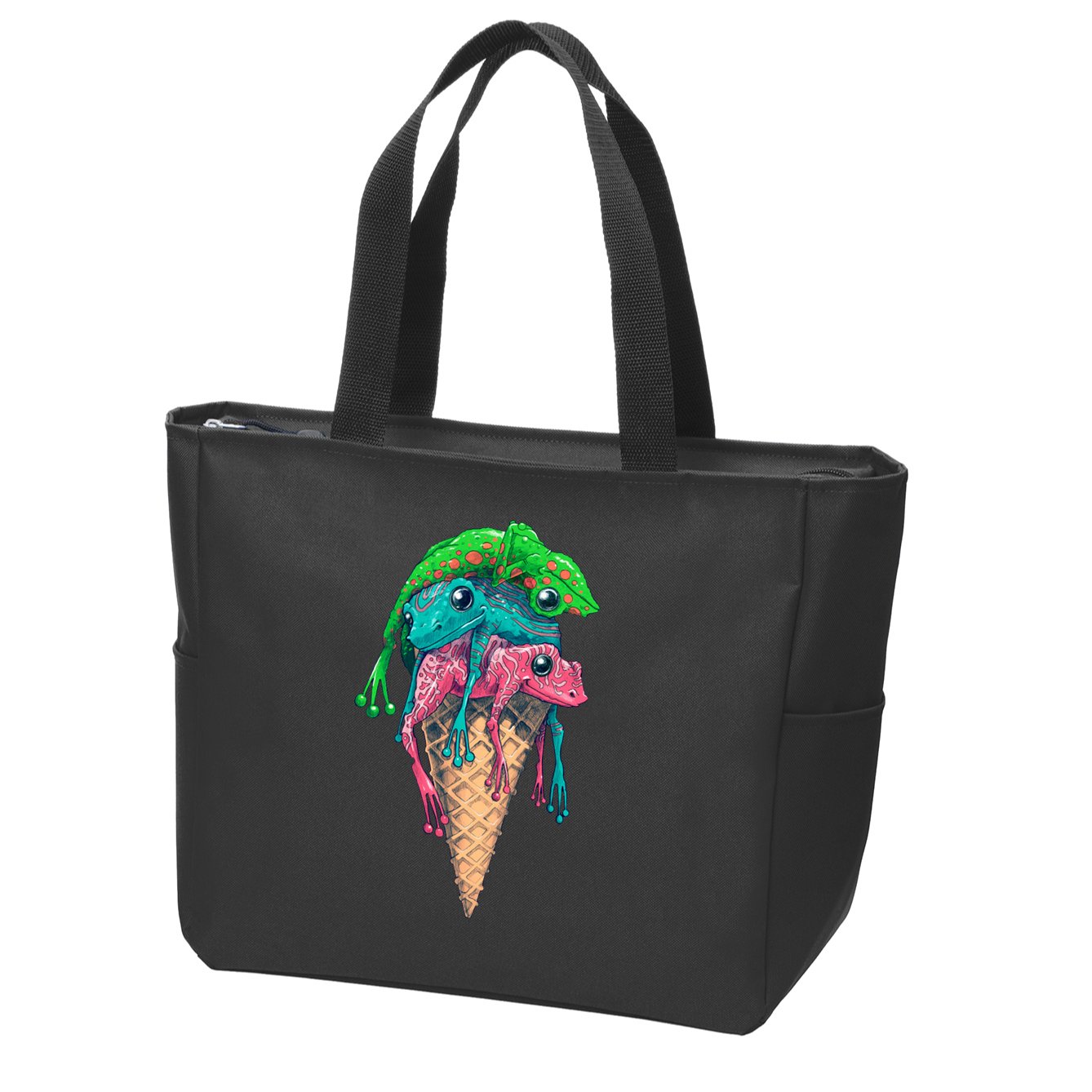 Icecream Frog Lover Food Funny Zip Tote Bag