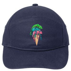 Icecream Frog Lover Food Funny 7-Panel Snapback Hat