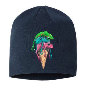 Icecream Frog Lover Food Funny Sustainable Beanie